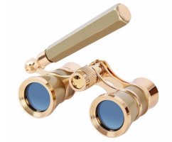 Monocular de teatru Levenhuk Broadway 325E cu mâner telescopic, auriu