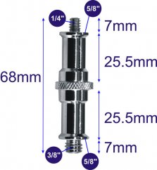 forDSLR 5/8" Spigot Adapter with 1/4" and 3/8" Male Thread, Lenght 68mm