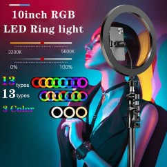 RGB Prstencová lampa, kruhové svetlo ring LED light set 26cm 1x statív 24W (RGB21)
