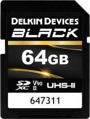 Delkin SDXC BLACK Rugged UHS-II R300/W250 (V90) 64GB (new)