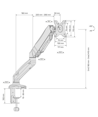 Connect IT SingleArm CMF-3107 stolní držák pro 1 monitor, černý