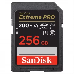 SanDisk Extreme PRO 256GB SDXC Speicherkarte 200MB/s und 140MB/s, UHS-I, Class 10, U3, V30