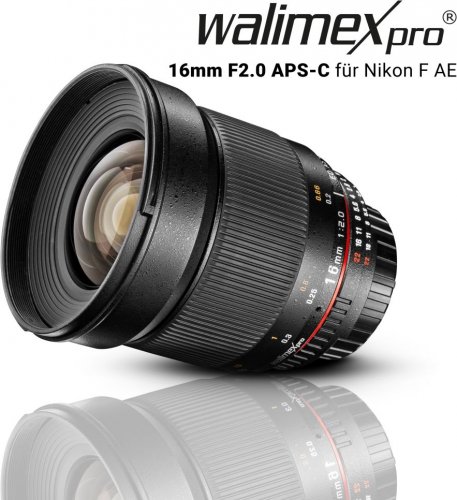 Walimex pro 16mm f/2 APS-C Objektiv für Nikon F (AE)