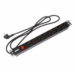 Rozvodný panel MHPower PDU-FR4K8 19" 8x230V, 16A, 4000W, čierny, kábel 1,8m, hliníkový