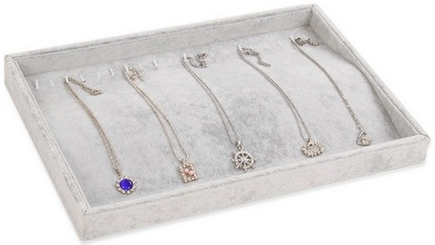 Jewelry tray, grey velvet