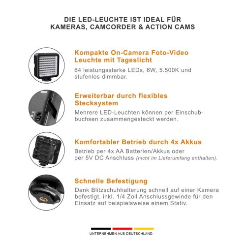 Walimex pro LED Leuchte 64 mit Mini-Klemme