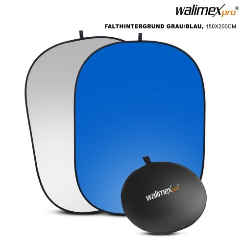 Walimex pro 2in1 Falthintergrund 150x200cm Grau/Blau