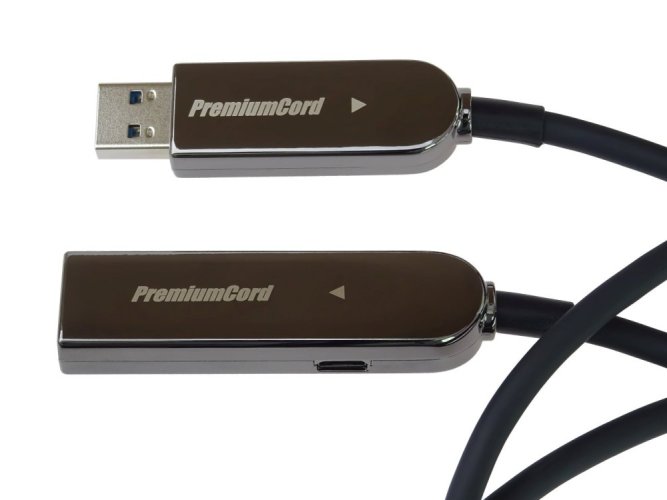 PremiumCord USB3.2 + 2.0 prodlužovací optický kabel A/Male - A/Female, 20 m