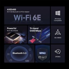Sieťová karta TP-Link Mercusys MA86XE AXE 5400, WiFi 6E, Bluetooth 5.3, 574Mbps 2,4/5/6GHz, PCI-e