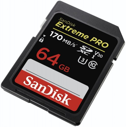 SanDisk Secure Digital 64GB Extreme Pro, SDXC 170MB/s Class 10 UHS-1 U3 V30