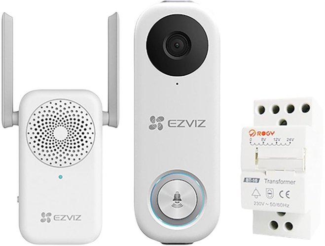 Zvonek Ezviz DB1C sada WiFi, domácí s kamerou, vyzváněcí jednotkou, transformátorem