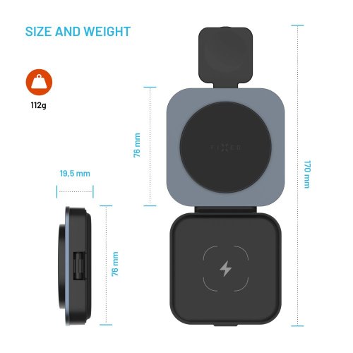 FIXED MagFlex Alu skládací magnetický bezdrátový nabíjecí stojan 3v1