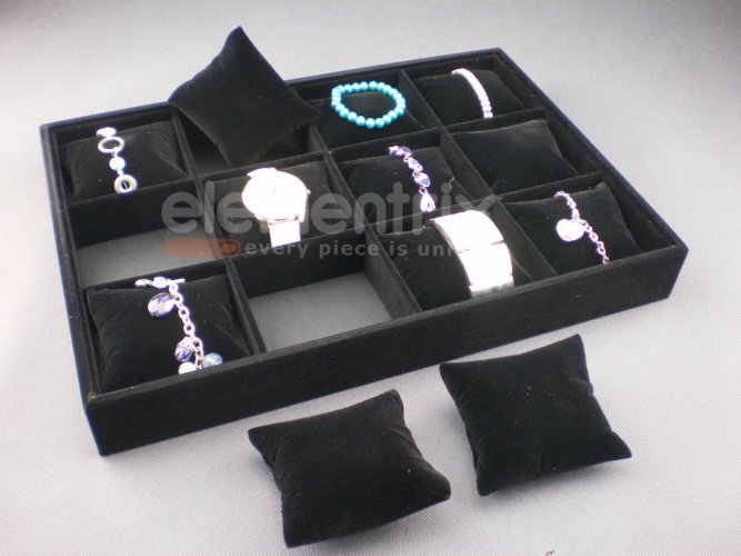 1x Kiállító Armbandok, Órák és Egyéb Ékszerek Számára, Fekete (POLBOX) 1x Kiállító Armbandok, Órák és Egyéb Ékszerek Számára, Fekete (POLBOX)