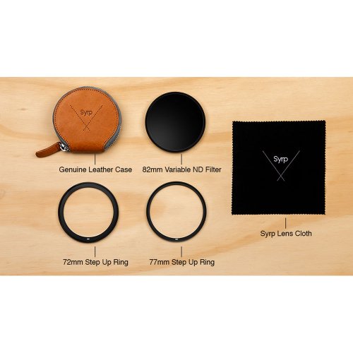 Syrp 82mm Super Dark Variable Neutral Density Filter Kit | Reduce Exposure by 5 to 10 Stops | Step-Up Rings 77 and 72 mm | Leather Case and Lens Cloth