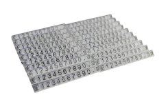 Plastové cenovky červené, průhledné 13x znak 6x9mm 20x řada €,$,¥ (ESS-P)