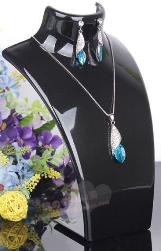 Neckline jewelry display, black acrylic 21cm