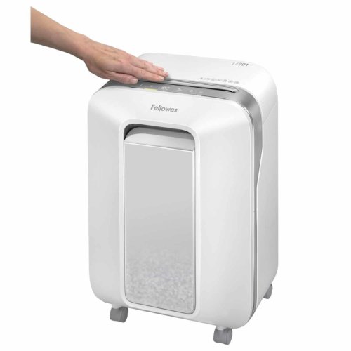 Aktenvernichter Fellowes LX 201 P-5, Querschnitt 2x12mm, 12 Blatt, 22l, Kreditkarte, weiß Aktenvernichter Fellowes LX 201 P-5, Querschnitt 2x12mm, 12 Blatt, 22l, Kreditkarte, weiß