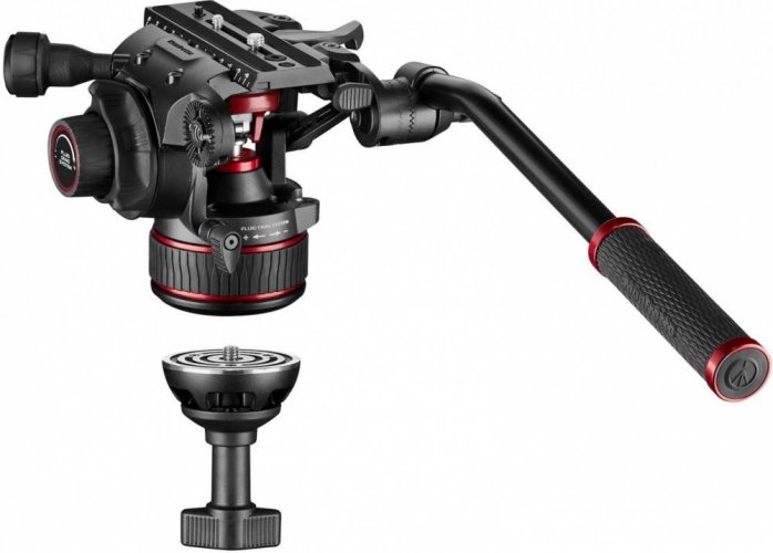 Manfrotto Nitrotech 608 Fluid Video Head with MVTTWINGC Carbon Fibre Twin Leg Tripod with Ground Spreader