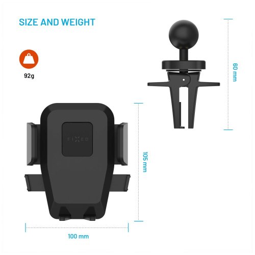 FIXED Iconiq Držák ventilace s rukojetí pro větrací mřížku, černý