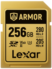 Lexar SDXC ARMOR Gold UHS-II U3, Stainless Steel, IP68 R280/W210 (V60) 256GB