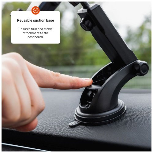 Držák FIXED Iconiq XXL s dlouhou přísavkou na sklo nebo palubní desku, černý