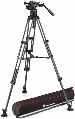 Manfrotto Nitrotech 612 Fluid Video Head with MVTTWINMC Carbon Fibre Twin Leg Tripod with Middle Spreader