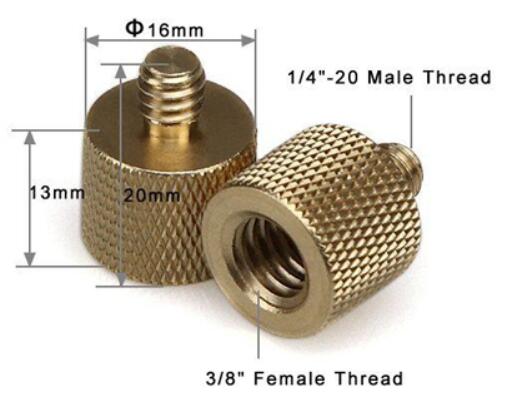 forDSLR 3/8″ na 1/4″ mosazná závitová redukce, délka 20mm