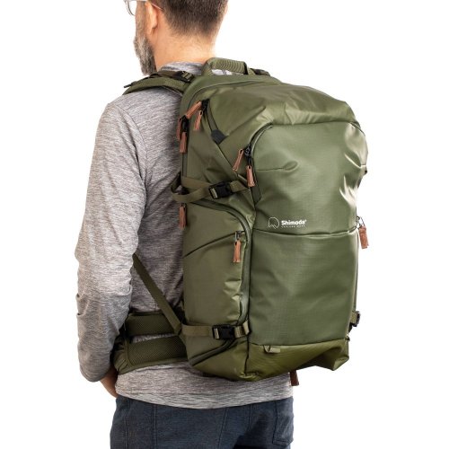 Shimoda Explore v2 35 Photo Backpack | Pocket for 3L Hydration Pack | Fits 16 Inch Laptop | Adventure & Photo Pack |Protective Raincoat |Army Green