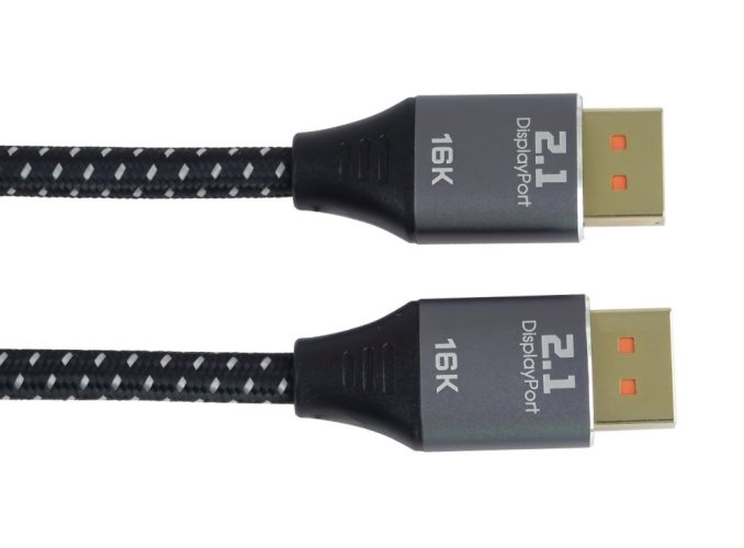 Kabel DisplayPort 2.1, 16K@60Hz, kovové a pozlacené konektory, 1 m