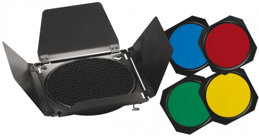 Metz BD-18 Barn Door Kit with Diffuser and 4 Colour Filters