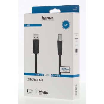 Kabel Hama USB 2.0 typ A-B, 5 m