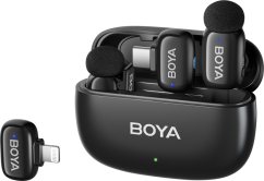 Boya Mini-12 Ultracompact 2.4GHz Wireless Microphone System with lightning+USB-C (Black)