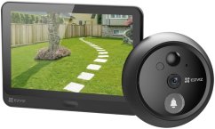 Chytré dverové kukátko Ezviz HP4 s kamerou, WiFi, 2K, 4,3" monitor, napájanie zo siete a batérie, čierne