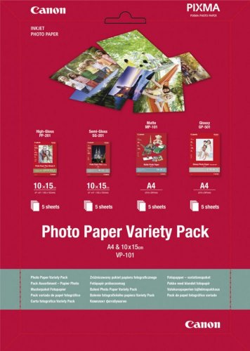 Canon VP-101 Fotopapier Musterpaket Postkarte und A4, 20 Blatt