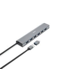 Hama USB-Hub, 7 portů, USB 3.2, 5 Gbit/s, adaptér USB-C, napájecí zdroj