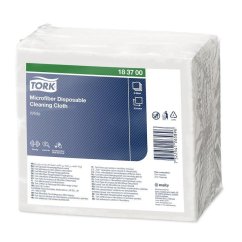 Utierka Tork jednorazová, čistiaca z mikrovlákna 29,5 x 34 cm, biela – 40 ks