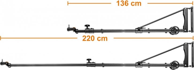 Walimex pro Wand-Lampenstativ Heavy Duty Deluxe 136-220cm mit Kurbel