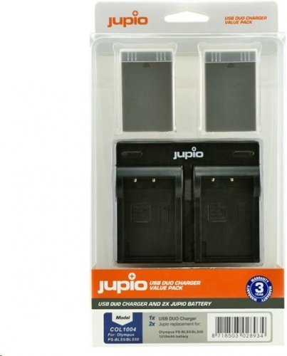 Jupio set 2x PS-BLS5 / PS-BLS50 pro Olympus, 1.210 mAh  + duální nabíječka