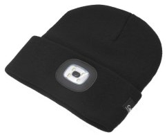 LED čelovka Cattara čiapka BLACK s LED svietidlom USB nabíjanie