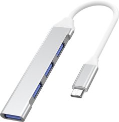 Rozbočovač USB PremiumCord USB-C na USB3.2 A + 3x USB2.0 A , hliníkové pouzdro