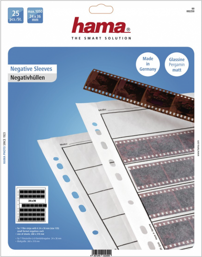 Hama Negativ-Hüllen, Pergamin, 7 Streifen à 6 Negative, 24x36 mm, 25 Stück
