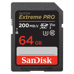 SanDisk Extreme PRO 64GB SDXC Speicherkarte 200MB/s und 90MB/s, UHS-I, Class 10, U3, V30