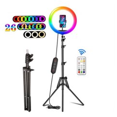 RGB Prstencová lampa, kruhové svetlo ring LED light set 26cm 1x statív 24W (RGB21)