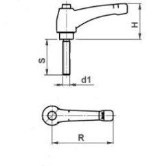 forDSLR SH50-M5x25 Einstellbarer 50mm Metallgriff mit Stahlschraube M5x25