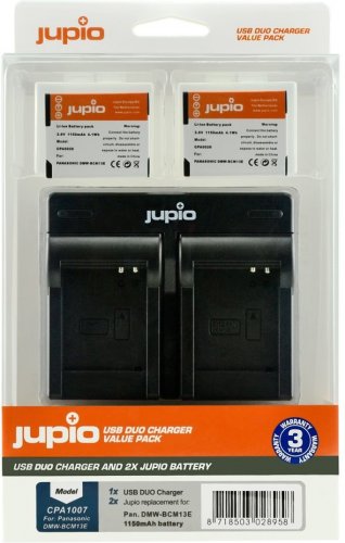 Jupio set 2x DMW-BCM13E für Panasonic, 1.150 mAh + USB Doppelladegerät