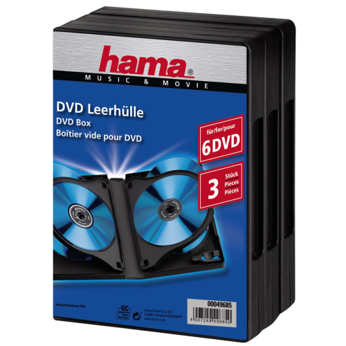 Hama obal na 6 DVD, s fóliou, čierny, balenie 3 ks (cena za balenie)