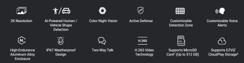Ezviz H3 2K venkovní kamera, Wi-Fi, 3MP, 2,8 mm
