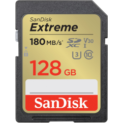 SanDisk Extreme 128GB SDXC Speicherkarte 180 MB/s und 90 MB/s, UHS-I, Class 10, U3, V30