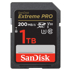 SanDisk Extreme PRO 1 TB SDXC Paměťová karta 200 MB/s a 140 MB/s, UHS-I, Class 10, U3, V30