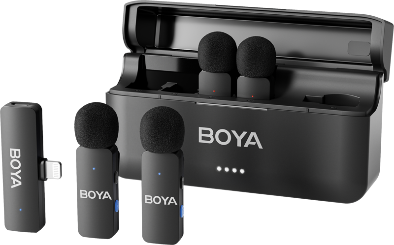 Boya BY-V4D 2.4GHz Four-channel wireless mic with Lightning plug for IOS